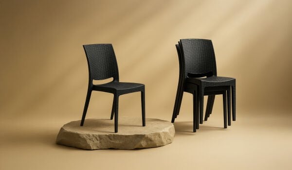 4 Adet Rattan Sandalye - Antrasit (Kampanyalı)