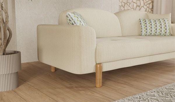 Bohem Plus Üçlü Koltuk Krem