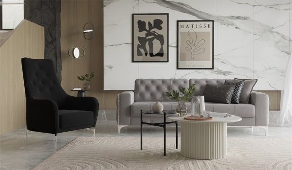 Vivaldi Koltuk Takımı - Gri-Krom Ayak