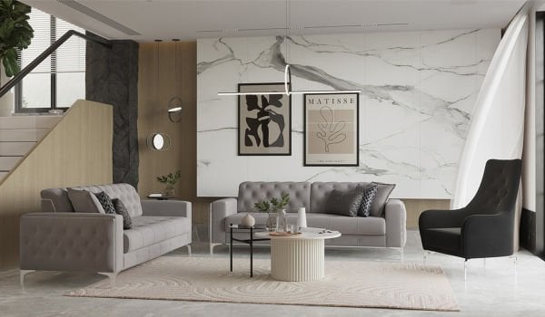 Vivaldi Koltuk Takımı - Gri-Krom Ayak