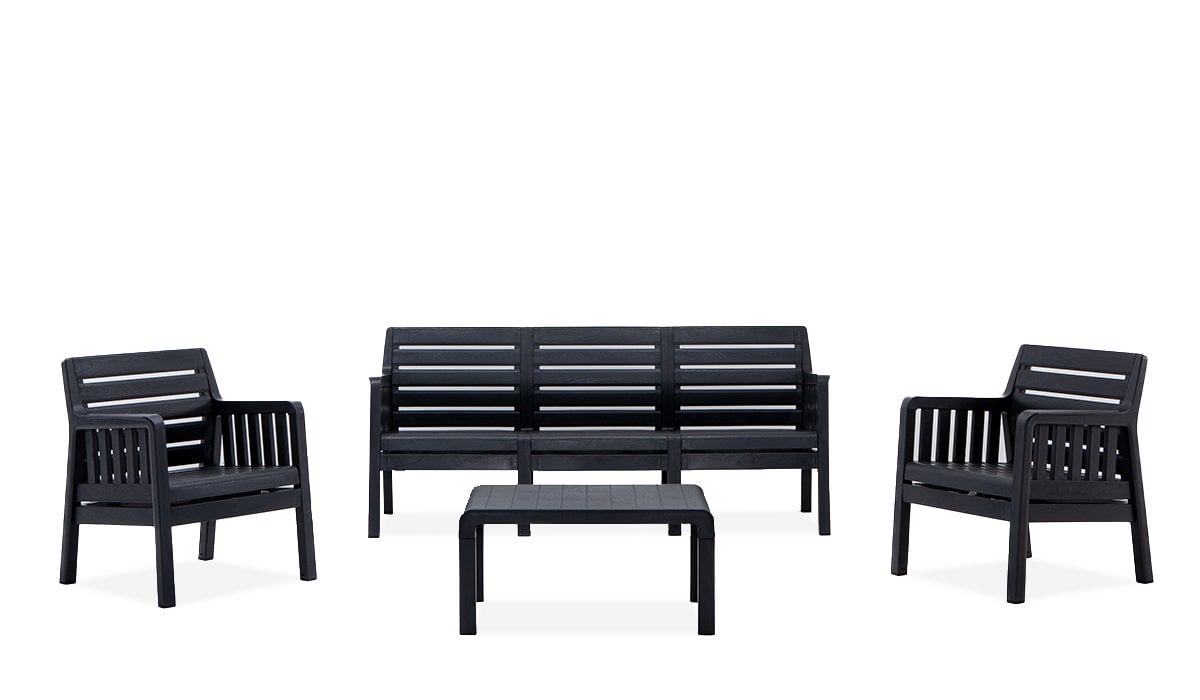 Lara 3+1+1 S Bahçe Oturma Grubu (Mindersiz) Antrasit