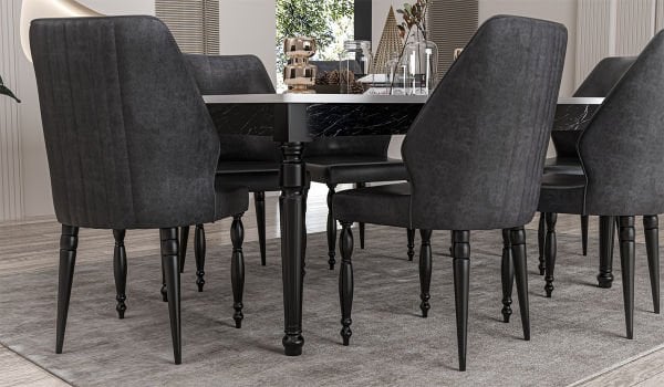 White Cross Masa + 6 Adet Sandalye Takımı