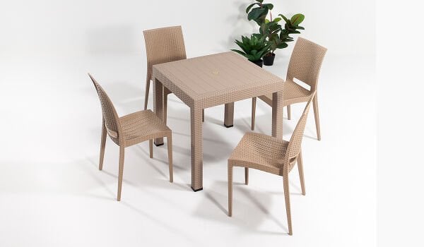 Rattan 4 Kişilik Masa Takımı Antrasit