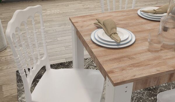 Grande Masa - 4 Adet Napolyon Sandalye - Beyaz