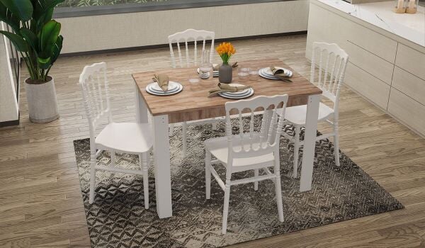 Grande Masa - 4 Adet Napolyon Sandalye - Beyaz