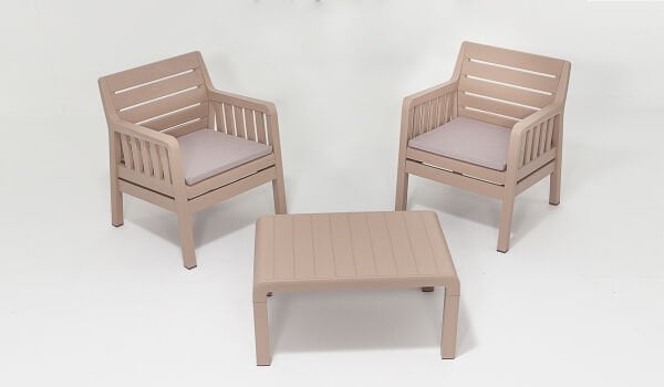 Lara 1+1+S Bahçe Oturma Grubu (Minderli) Beyaz