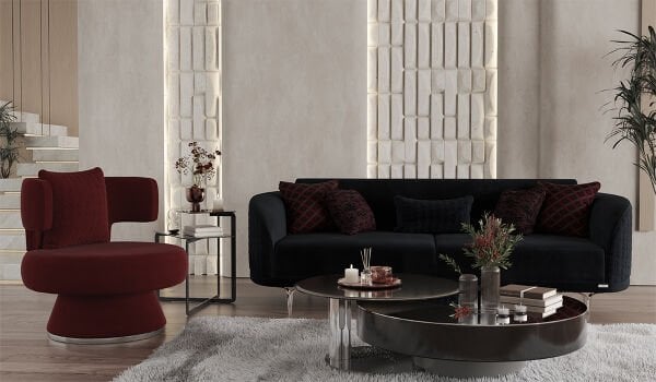 Bendis Koltuk Takımı - Antrasit - Bordo