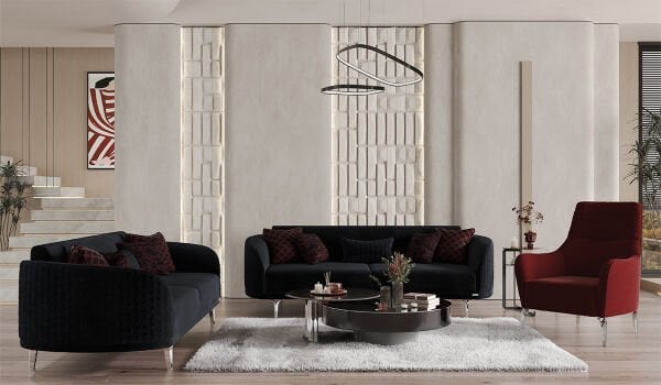 Bendis Koltuk Takımı - Antrasit - Bordo