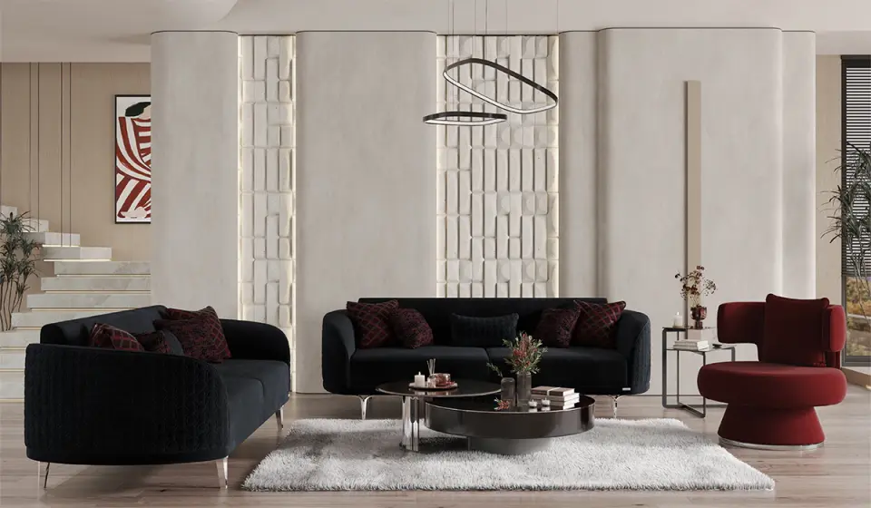 Bendis Koltuk Takımı - Antrasit - Bordo