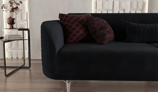 Bendis Koltuk Takımı - Antrasit - Bordo Üçlü Koltuk