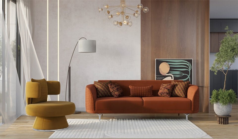 Bendis Koltuk Takımı - Turuncu - Sarı