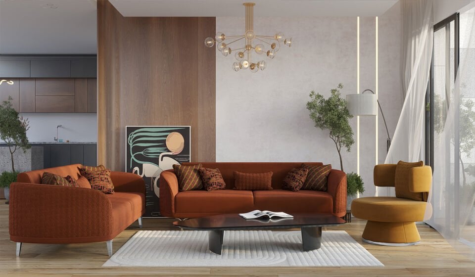 Bendis Koltuk Takımı - Turuncu - Sarı