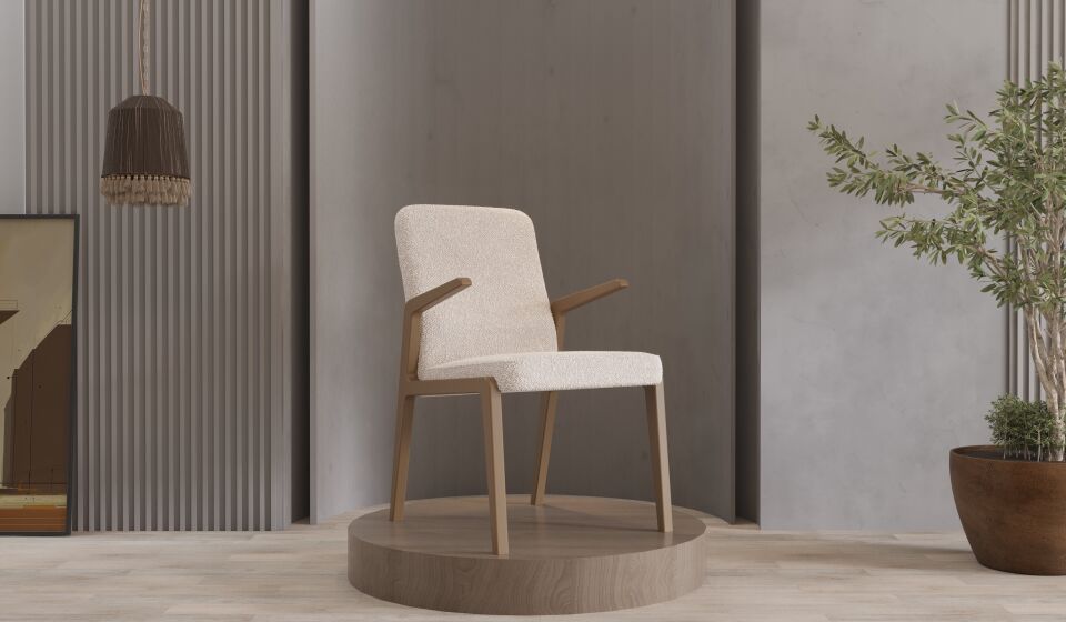 Sandalye Berjer - Loren Kol Ceviz Renk Kol