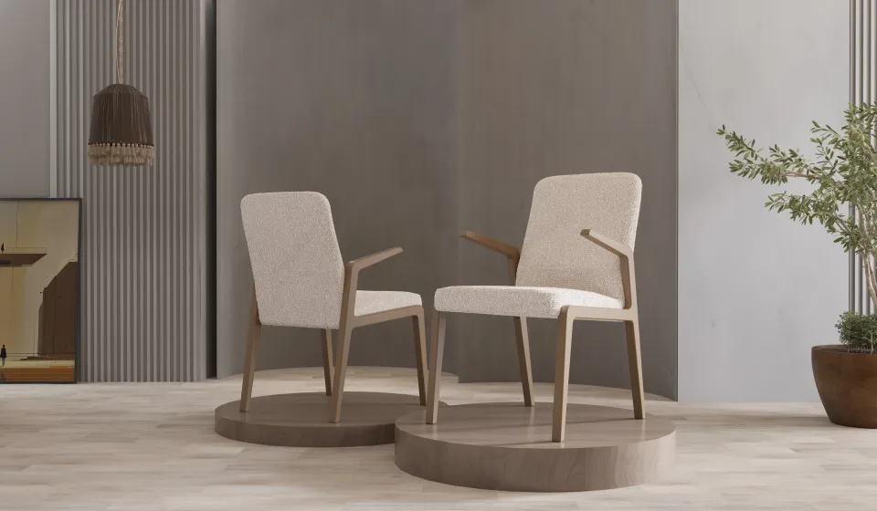 Sandalye Berjer - Loren Kol Ceviz Renk Kol