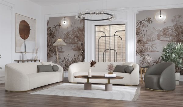 Teddy Koltuk Takımı - Krem