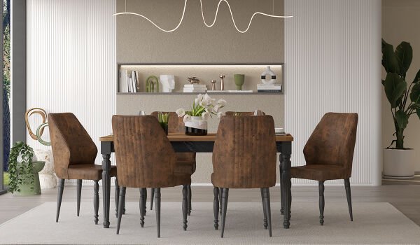 Cross Masa + 6 Adet Sandalye Takımı