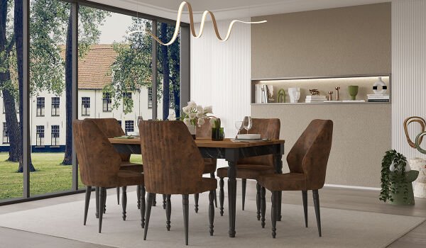 Cross Masa + 6 Adet Sandalye Takımı