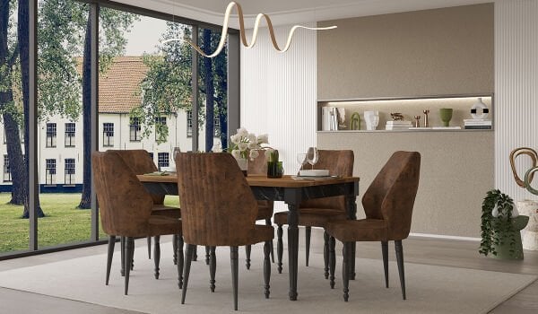 Cross Masa + 6 Adet Sandalye Takımı