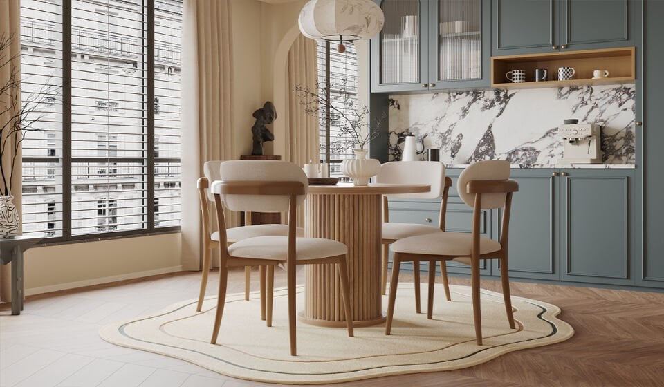 Bohem Mutfak Masa Seti - Ceviz Bohem Mutfak Masa Seti - Bohem Plus Sandalyeli