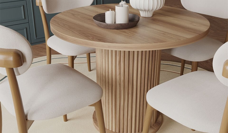 Bohem Mutfak Masa Seti - Ceviz Bohem Mutfak Masa Seti - Bohem Plus Sandalyeli