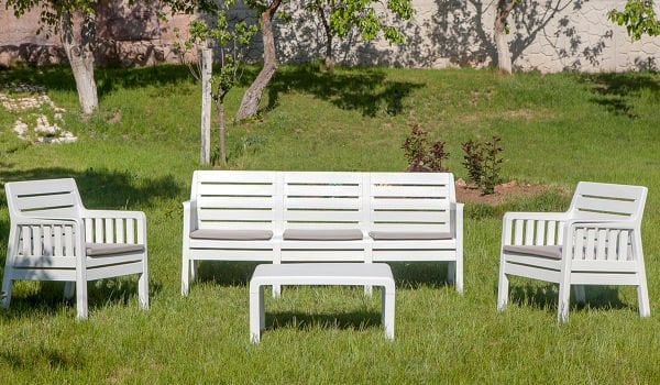 Lara Üçlü Koltuk - Beyaz (Mindersiz) Cappucino