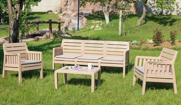 Lara Üçlü Koltuk - Cappucino (Mindersiz) Beyaz