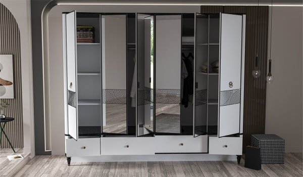 White Cross Yatak Odası Takımı 6 Kapaklı Gardırop