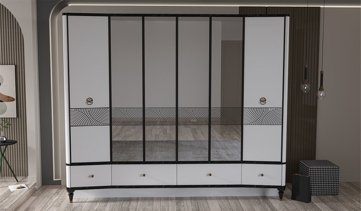 White Cross Yatak Odası Takımı 6 Kapaklı Gardırop