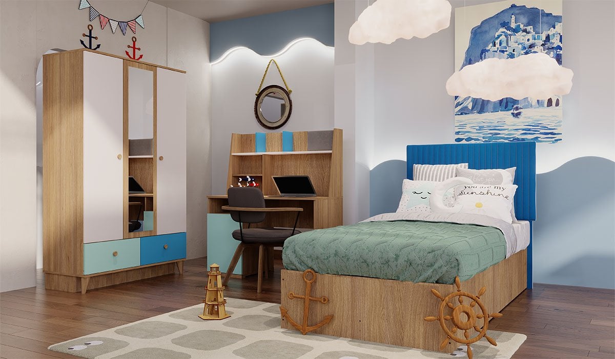 Hera Genç Odası Takımı Loft Şifonyer