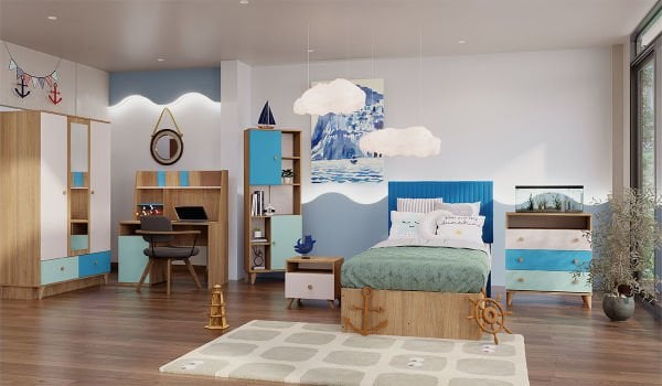 Hera Genç Odası Takımı Loft Kitaplık