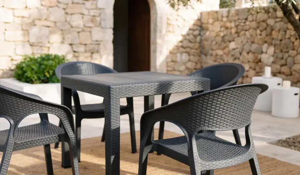 Garden Rattan Masa Takımı Antrasit - Camsız Masa