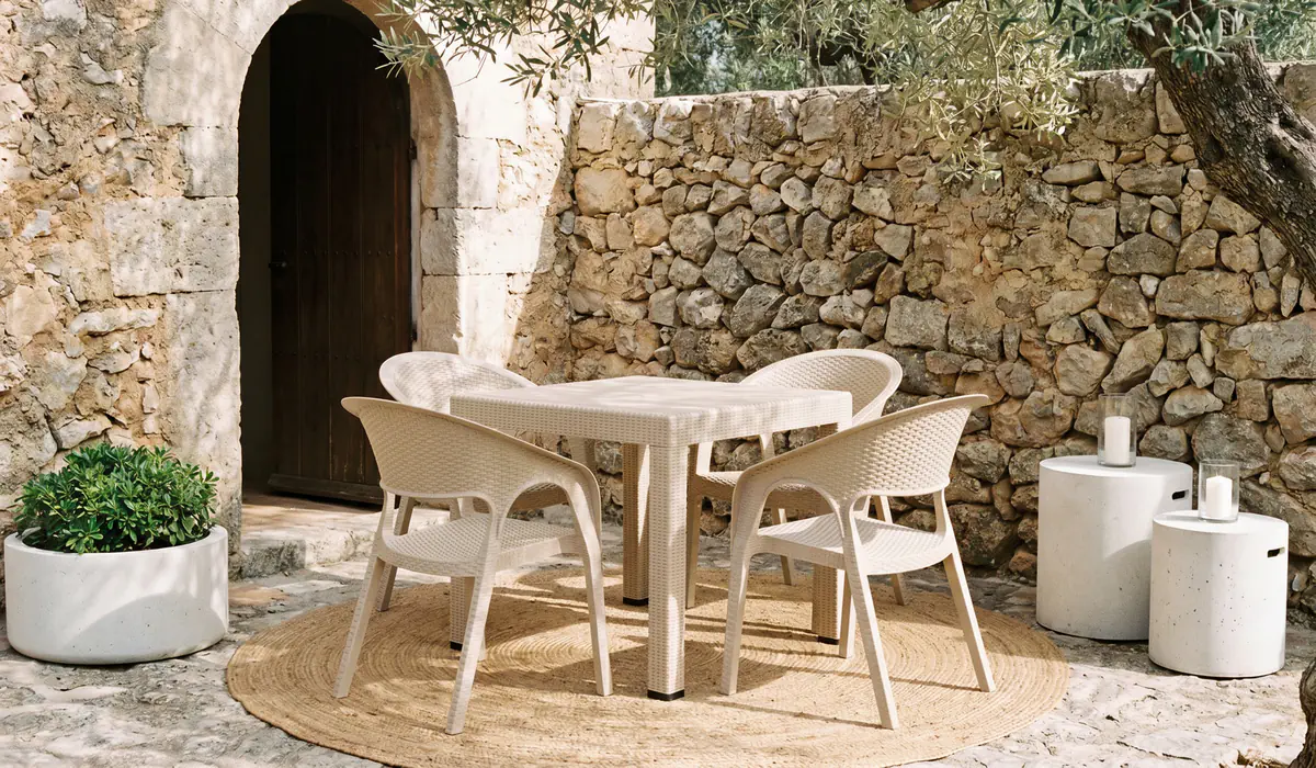 Garden Rattan Masa Takımı Cappucino - Camsız Masa