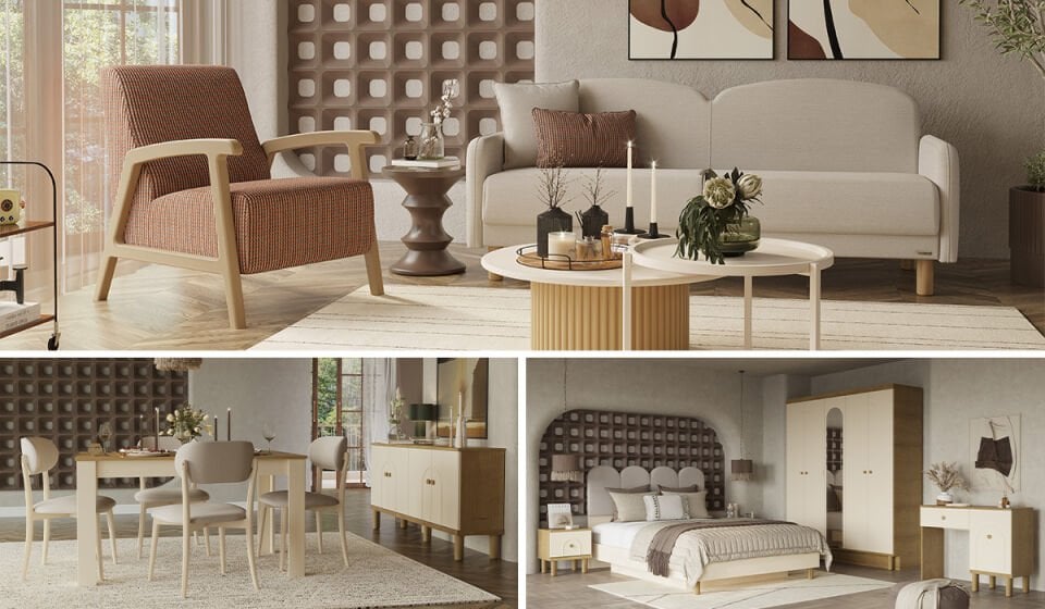 Eco Bohem Düğün Paketi (Yatak+Karyola Hediye)