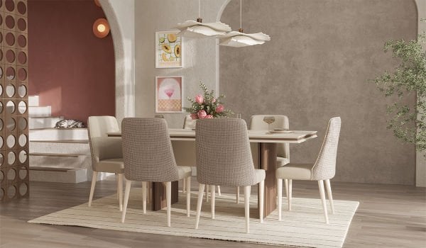 Linen Masa + 6 Adet Sandalye Takımı