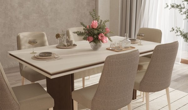 Linen Masa + 6 Adet Sandalye Takımı