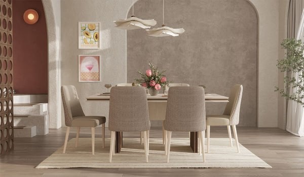 Linen Masa + 6 Adet Sandalye Takımı