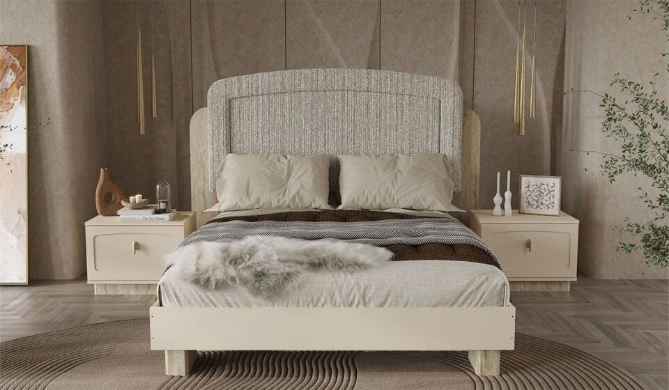 Nitra Düğün Paketi - Traverten (Yatak+Karyola Hediye)