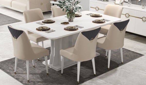 Gold Bella Masa + 6 Adet Sandalye Takımı