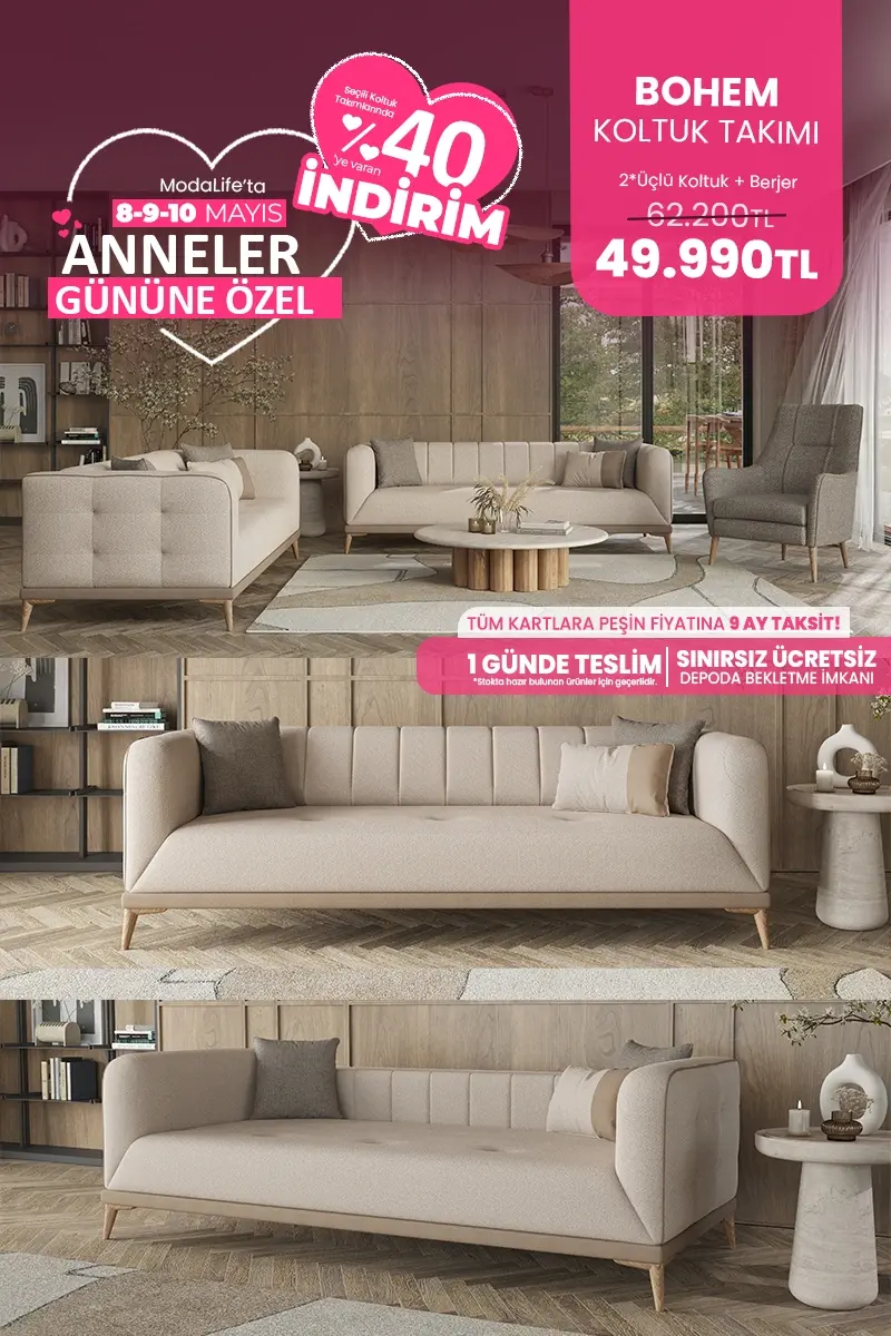 Anneler Gününe Özel 3+3+1 Koltuk Takımlarında %40'a varan İndirim
